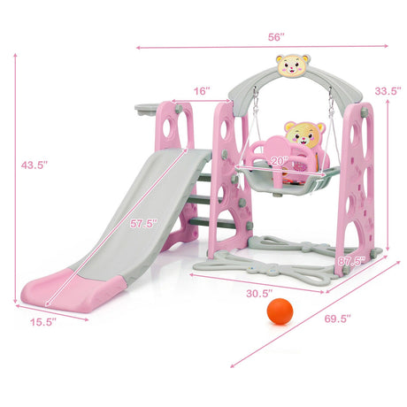 Juego de tobogán 3 en 1 para niños pequeños con trepador y columpio