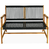 2-Person Acacia Wood Yard Bench for Balcony and Patio