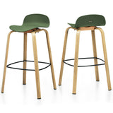 Juego de 2 taburetes de bar modernos con respaldo bajo y patas de metal