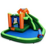 Castillo hinchable con tobogán y parque acuático sin soplador