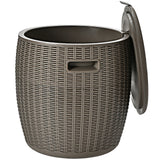 9.5 Gallon 4-in-1 Patio Rattan Cool Bar Cocktail Table Side Table