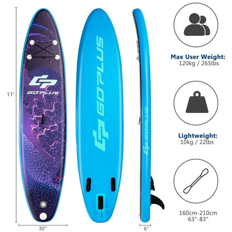 Tabla de surf de remo inflable de 11 pies con bolsa, remo de aluminio y bomba