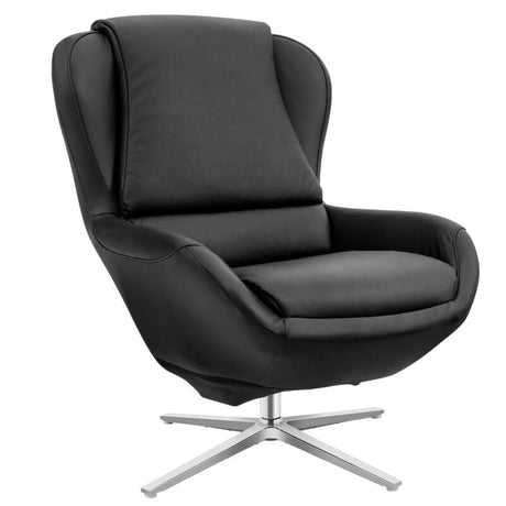 Sillón reclinable giratorio 360° de cuero con otomana y base de aleación de aluminio
