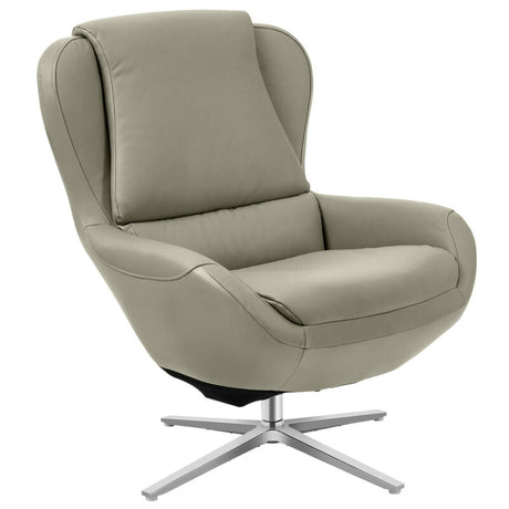 Sillón reclinable giratorio 360° de cuero con otomana y base de aleación de aluminio