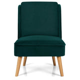 Sillón auxiliar sin brazos de terciopelo con patas de madera de caucho para dormitorio