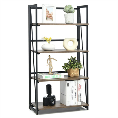 Estantería Plegable de 4 Niveles, Estantería Industrial sin Ensamblaje, Estantes de Exhibición