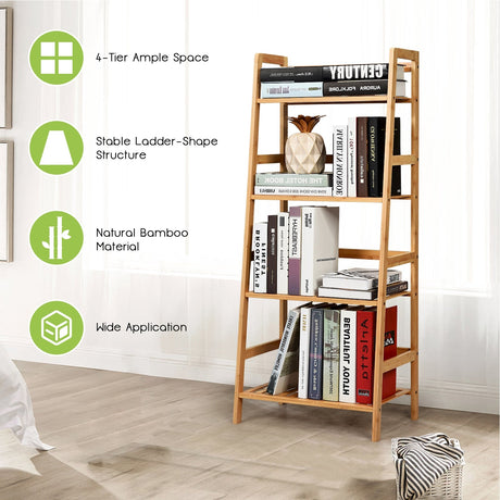 4-Tier Bamboo Plant Rack with Guardrails Stable and Space-Saving