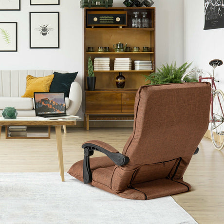 Sillón Sofá Perezoso Ajustable de 14 Posiciones con Cojín Lumbar y Reposabrazos