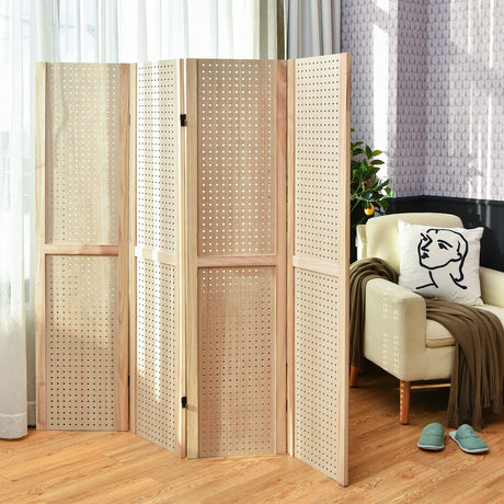 Expositor de pegboard de 4 paneles, 1,5 m de altura, pantalla plegable para manualidades, organizado