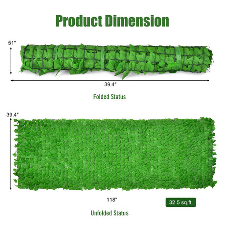 4 Pieces 118 x 39 Inch Artificial Ivy Privacy Fence for Fence and Vine Decor