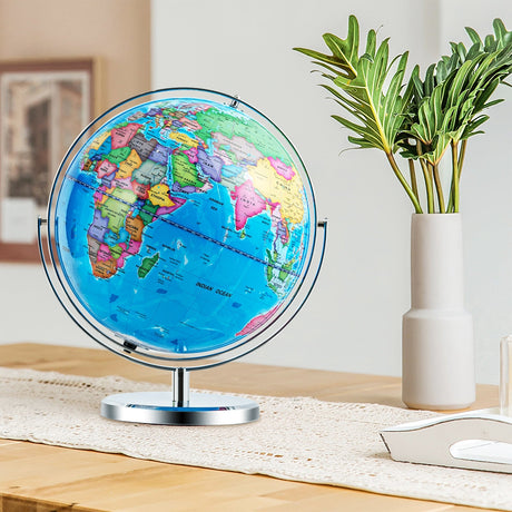 Globo terráqueo iluminado de 13 pulgadas, mapa giratorio 720° con luz LED