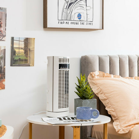 Miniventilador de torre oscilante de 14 pulgadas con 3 velocidades y temporizador, para escritorio