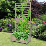 Maceta elevada con celosía para plantas trepadoras