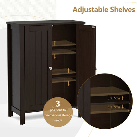 Organizador de almacenamiento de pie para baño de 2 puertas con ahorro de espacio
