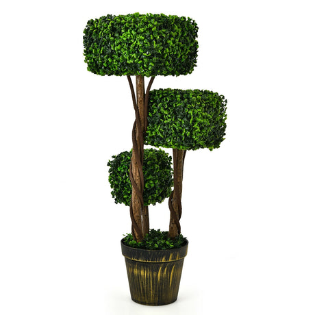 Árbol topiario artificial de boj de 36 pulgadas con protección UV para interiores y exteriores