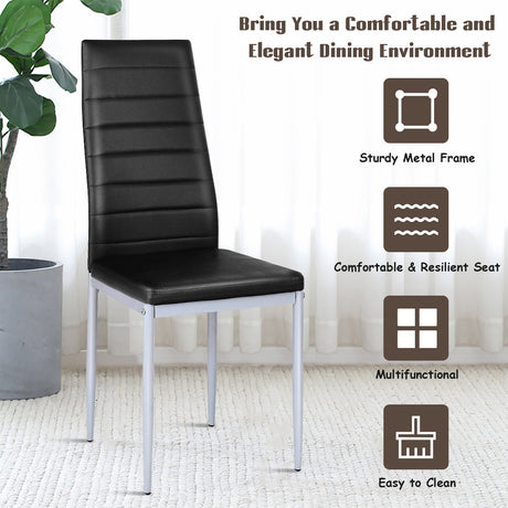 4 pcs PVC Leather Dining Side Chairs Elegant Design