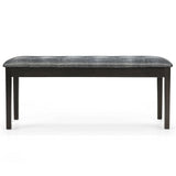 Upholstered Dining Room PU Bench Solid Wood Button Tufted