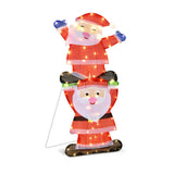 Decoración navideña doble de Papá Noel con luces de cadena y estacas para jardín con LED