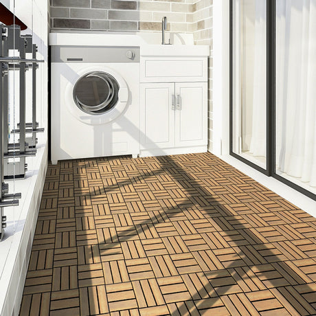 10 piezas de baldosas entrelazadas para terrazas de madera de acacia de 12 x 12 pulgadas