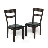 Juego de 2 sillas de comedor con estructura de madera de caucho y asiento tapizado de piel sintética