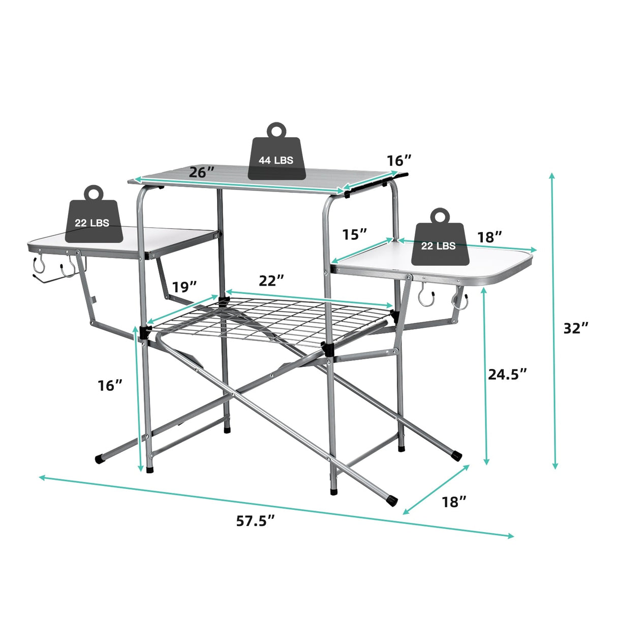 Mesa de barbacoa plegable para exteriores