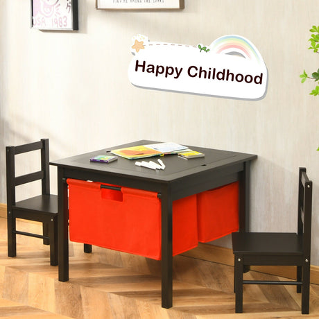Juego de mesa de actividades 2 en 1 para niños y 2 sillas con mesa de bloques de construcción con almacenamiento
