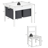 Juego de mesa de actividades 2 en 1 para niños y 2 sillas con mesa de bloques de construcción con almacenamiento