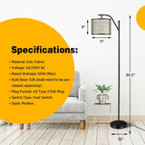 Lámpara de pie con cabezal ajustable para sala de estar y dormitorio