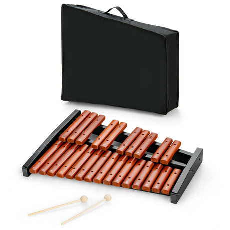 Xilófono de madera de percusión de 25 notas, instrumento educativo con 2 mazos