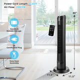 40 Inch Tower Fan with Remote 75Àö Oscillating Fan with 3 Wind Modes and 4 Wind Speeds-Black