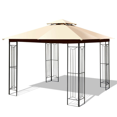 Carpa de acero de 2 niveles para patio exterior con cenador en L de 3 x 3 metros