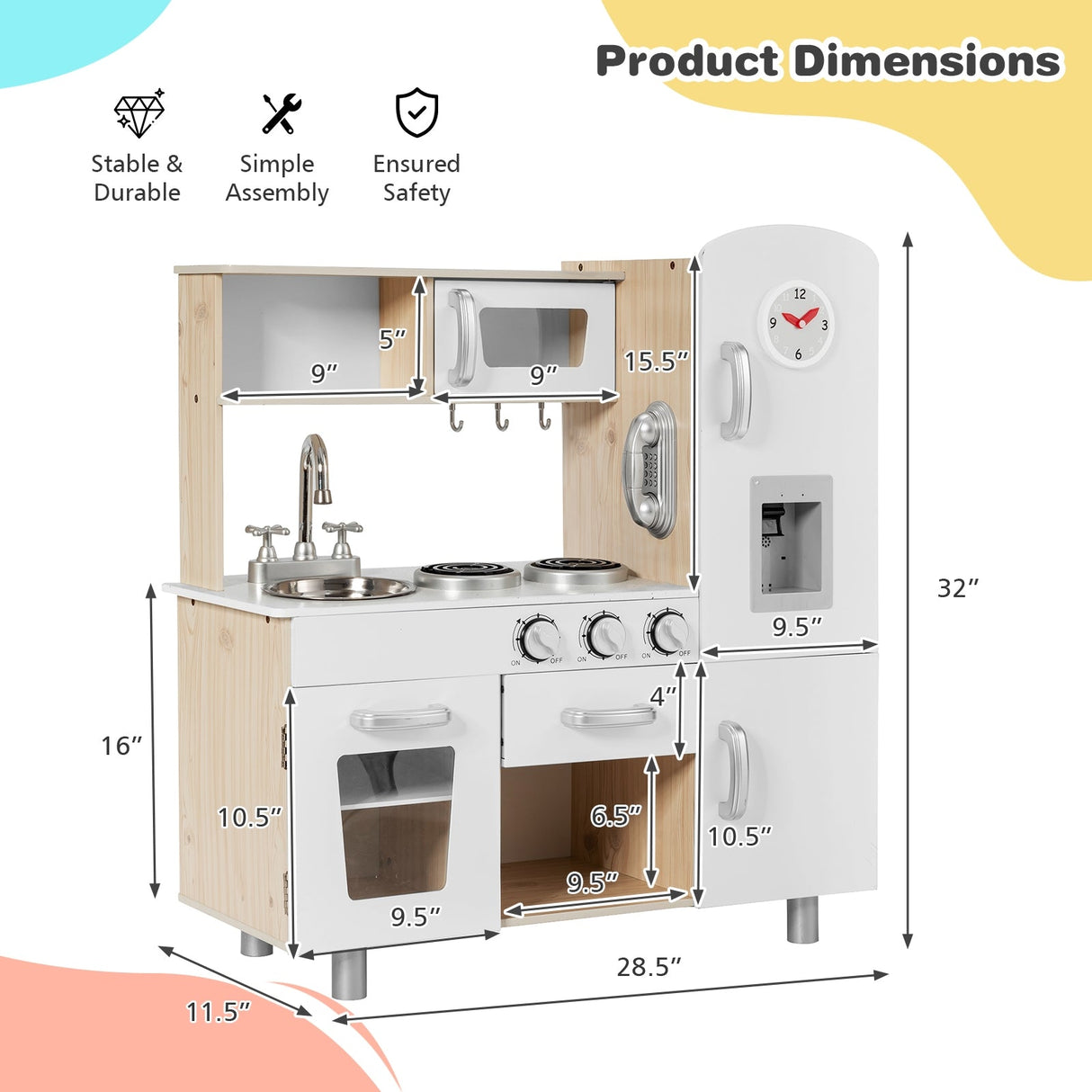 Juego de cocina de juguete de simulación vintage para niños con dispensador de agua