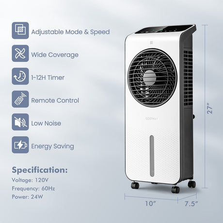 Enfriador de aire evaporativo 3 en 1 con temporizador de 12 horas a distancia - Blanco