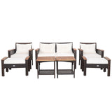 Juego de muebles de conversación de ratán acolchados para patio de 7 piezas