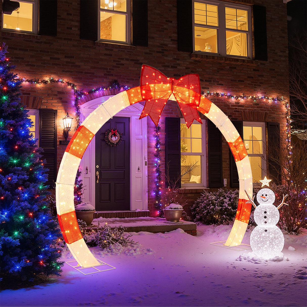 Arco Navideño de 3.17 Metros con Lazo Grande y Luces LED