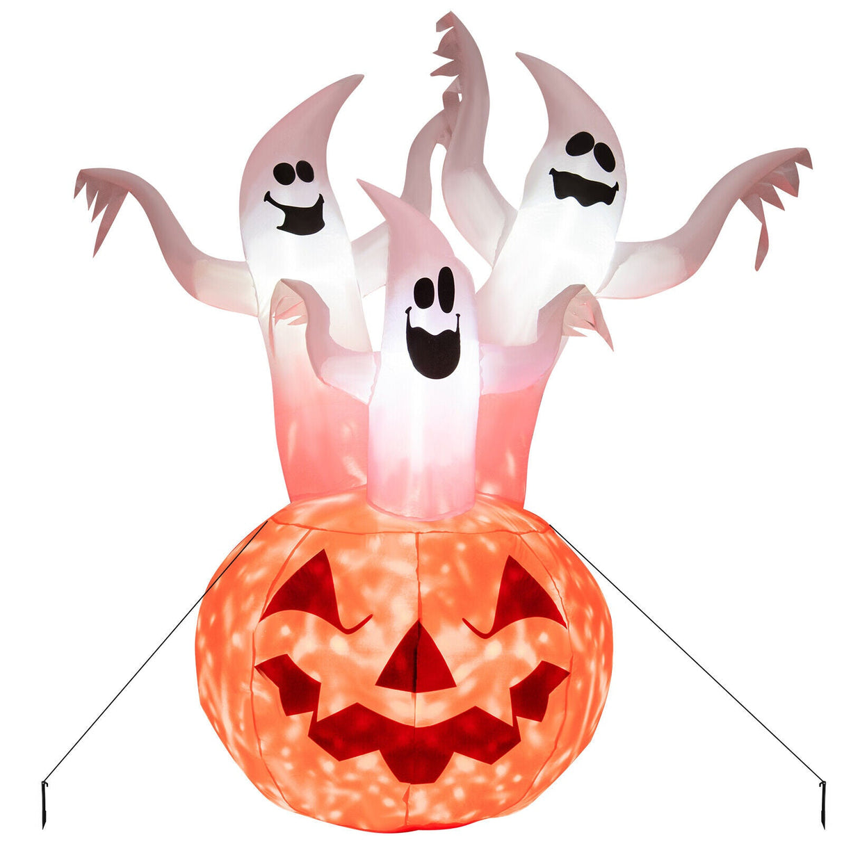 Fantasma inflable de Halloween de 6 pies con decoración de calabaza y lámpara giratoria