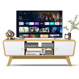 Mueble de TV con puertas corredizas y estante ajustable para televisores de hasta 55 pulgadas