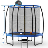 Trampolín recreativo de 8/10 pies con canasta de baloncesto