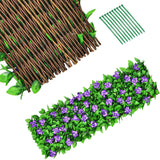 Paquete de 4 Paneles de Valla con Hiedra Artificial Expandible y Flores para Privacidad
