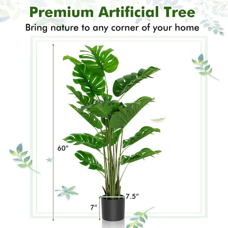 Set de 2 Piezas de Árbol Artificial Monstera de 5 Pies