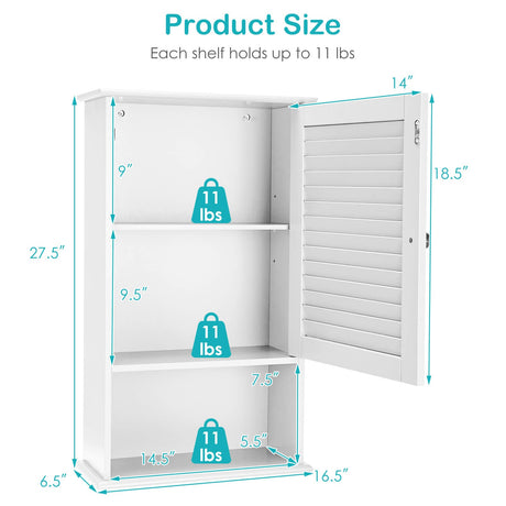 Mueble de almacenamiento de baño de 27.5 pulgadas de alto para colgar en la pared