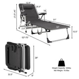 Tumbona Plegable de Playa con 7 Posiciones Ajustables