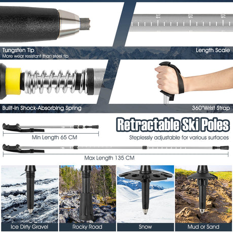 Raquetas de nieve ligeras para todo terreno 4 en 1 de 21/25/30 pulgadas con sistema de pivote flexible