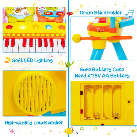Combinación de teclado de piano de 24 teclas con batería de DJ, micrófono y MP3