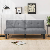 Sofá Cama Plegable Convertible Tipo Futón con Respaldo Ajustable en 6 Posiciones-Gris