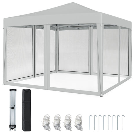 Carpa Toldo Plegable Instantáneo de 3 m x 3 m Fácil de Montar con Mosquitera