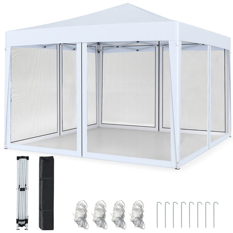 Carpa Toldo Plegable Instantáneo de 3 m x 3 m Fácil de Montar con Mosquitera