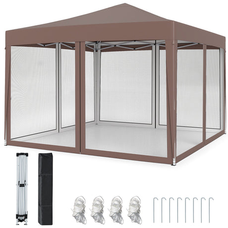 Carpa Toldo Plegable Instantáneo de 3 m x 3 m Fácil de Montar con Mosquitera