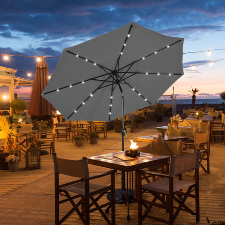 Sombrilla de patio exterior de 10 pies con luces LED solares brillantes - Azul oscuro