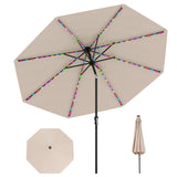 10 Feet Solar Patio Umbrella with 96 Multi-Colored Flowing LED Lights and Tilt Adjustment